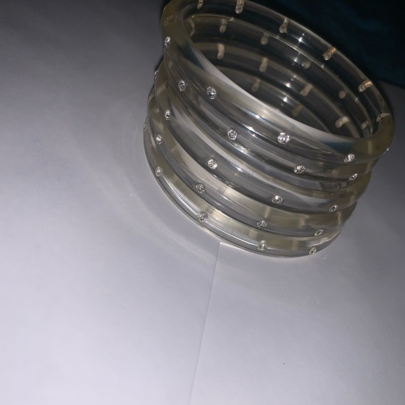 Set of Lucite Bracelet w/ Crystals - Picture 3 of 4